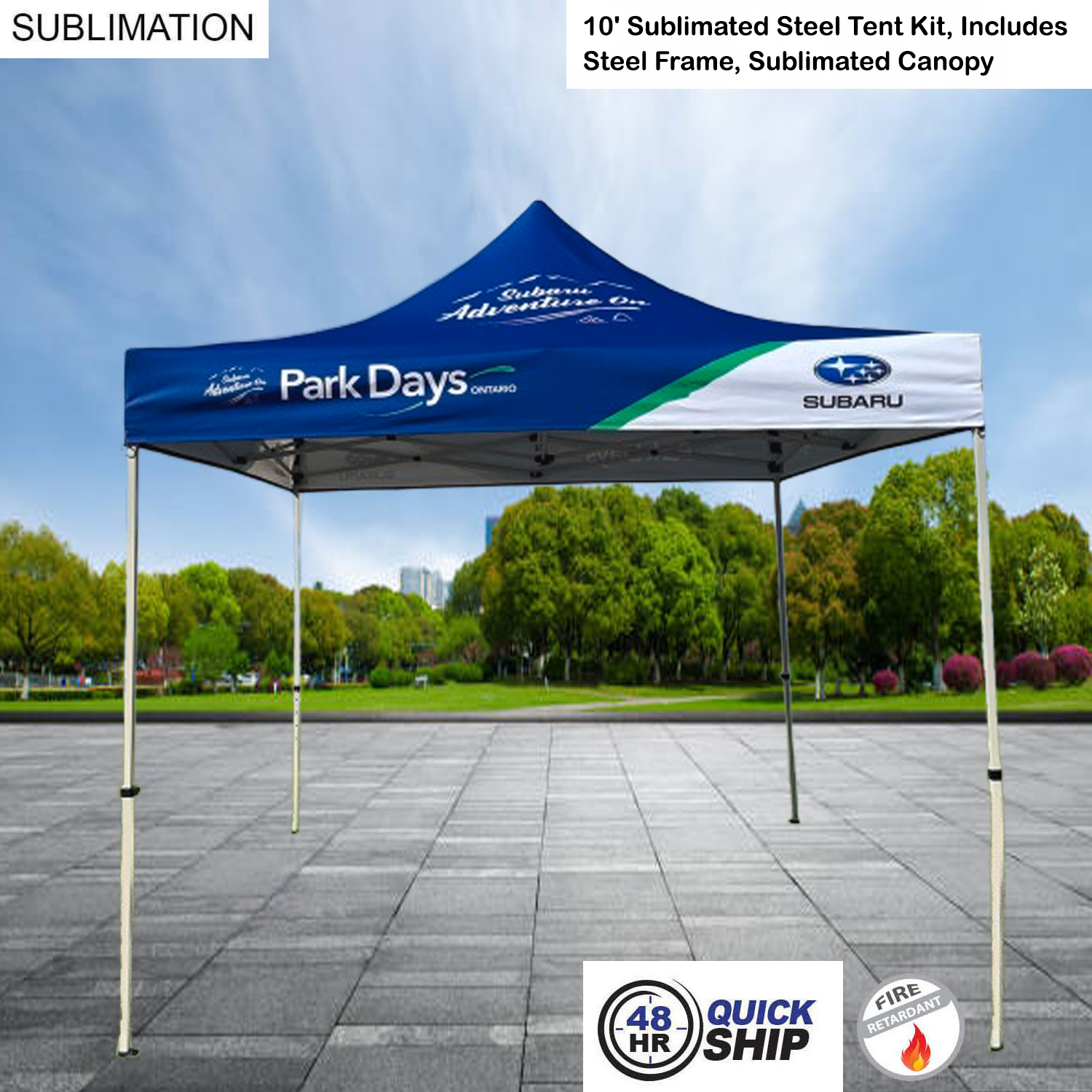 48Hr Quick Ship - 10' Steel Tent Kit, Includes Steel Frame and Sublimated Canopy Only 18