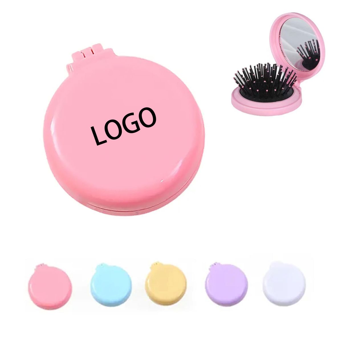 Round  Folding Mirror Air Cushion Comb Portable 7