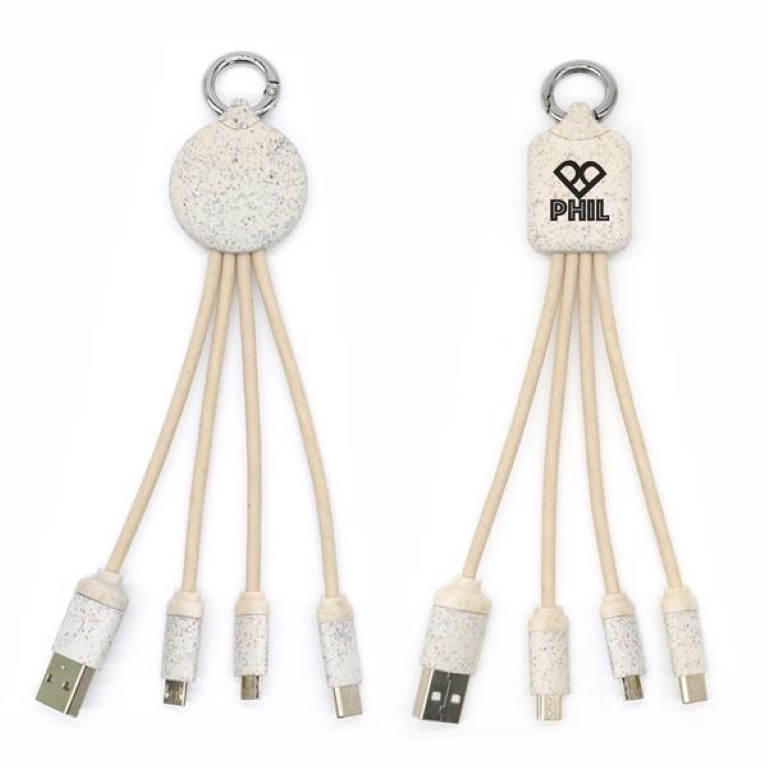 Eco-friendly 3-In-1 Charging Buddy With Key Chain
