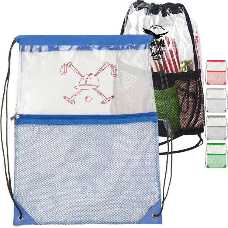 Cinch Sacks Backpack Clear PVC Drawstring Bag with Front