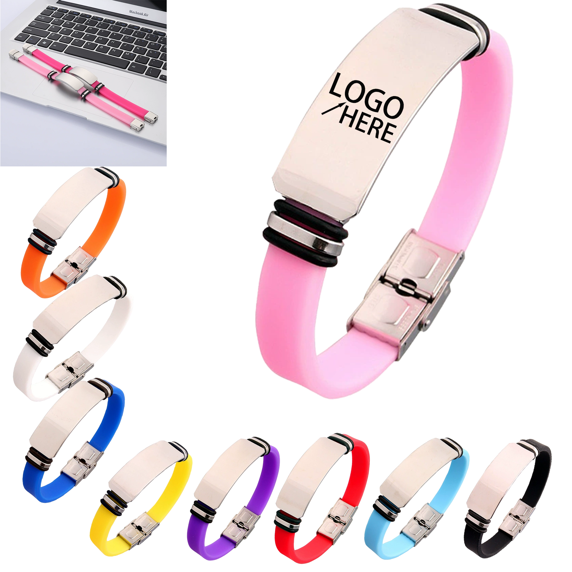 Silicone and Stainless Steel Couple's Bracelet 3