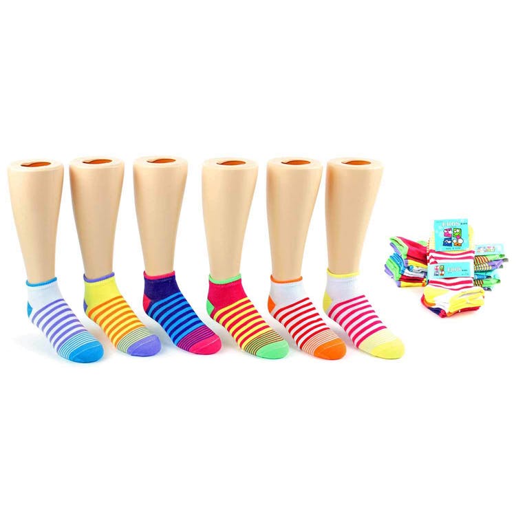 Girls' Ankle Socks - Striped Size 6-8 3