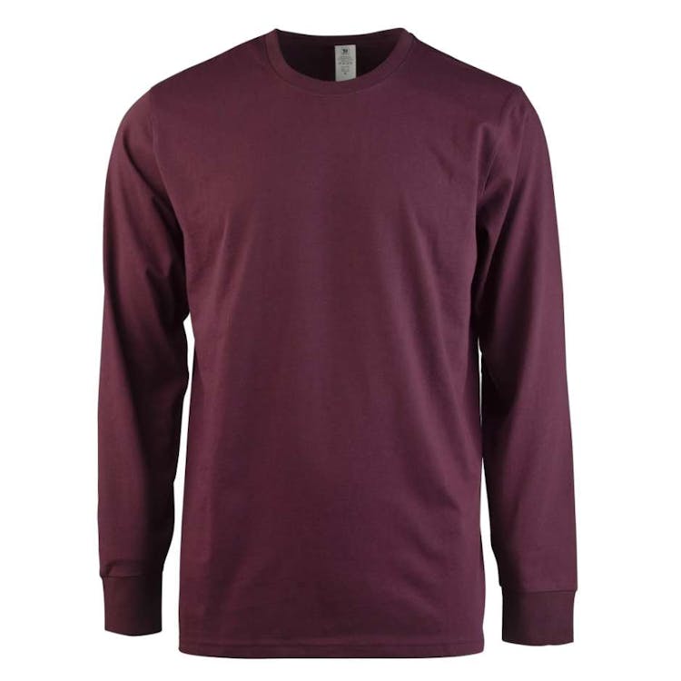 Men's Long Sleeve Crew Neck T-Shirts Burgundy Large 3