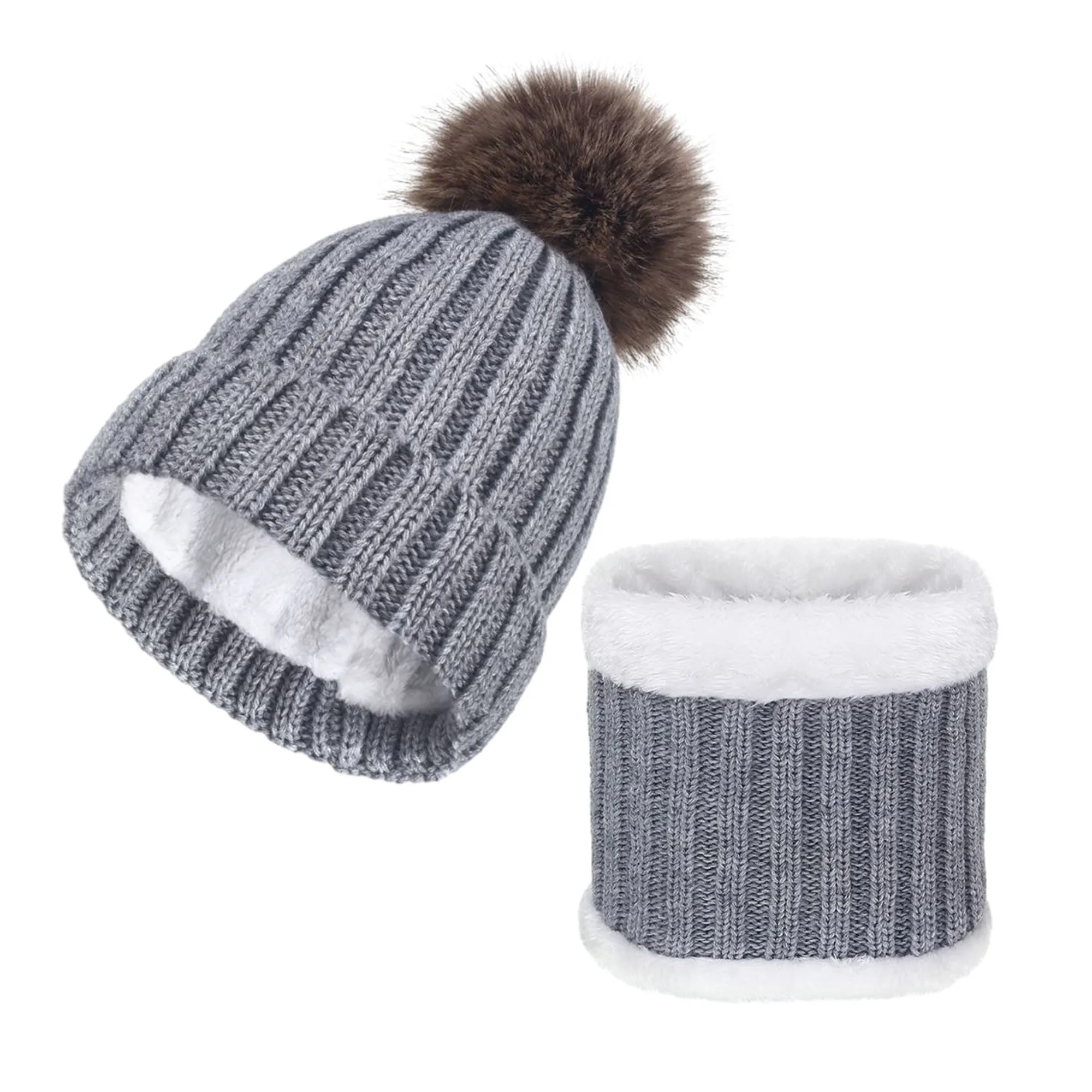 Thickened Hairball Hats and Scarves MOQ 100 17