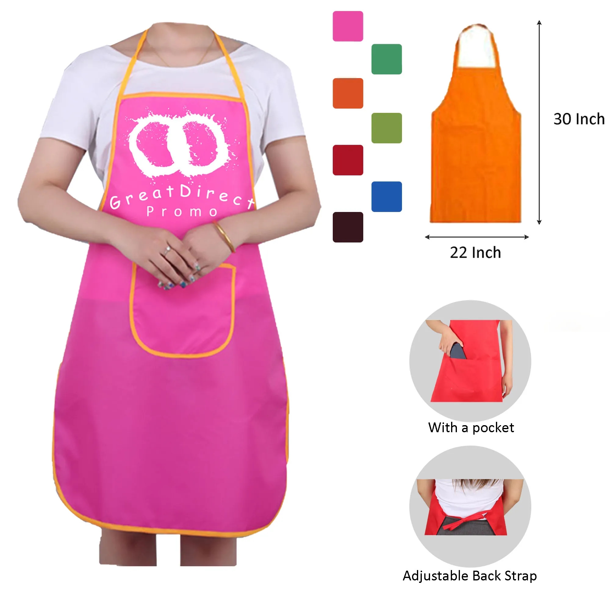 Polyester Double-pocket Uniform Bib Apron 29.5""L x 26""W 13