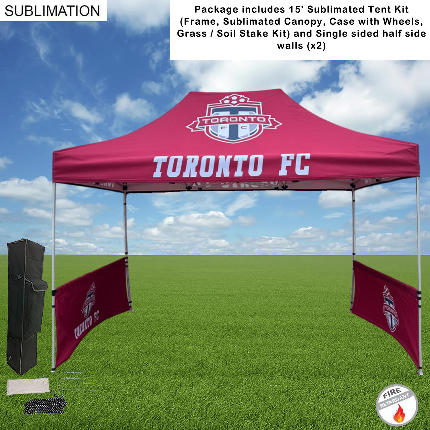 Tent Sidewalls Package,15' Sublimated Tent Kit and 2 Half single sided sidewalls 2
