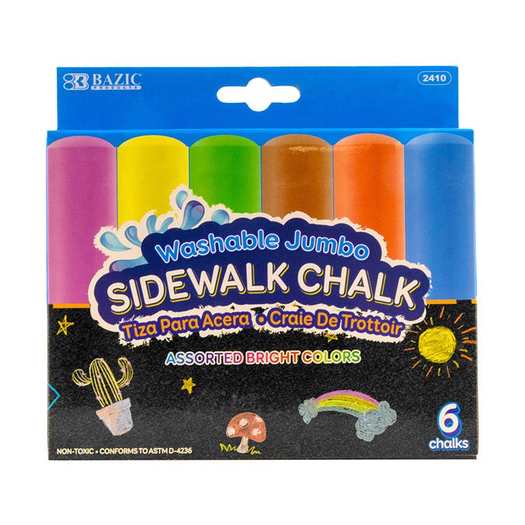 Jumbo Sidewalk Chalk - 6 Colors Washable 3