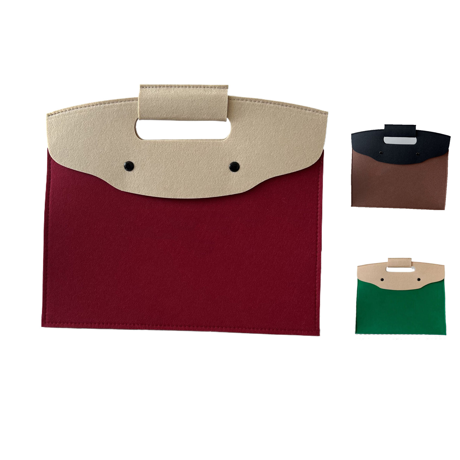 Color - Blocked Studded Felt Handbag, custom tote bag with logo imprint 4