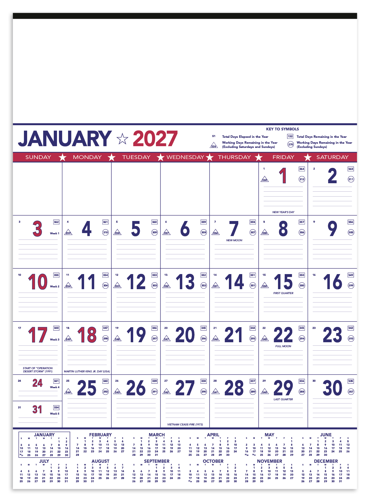 Triumph Calendars Patriotic Contractor Memo Calendar