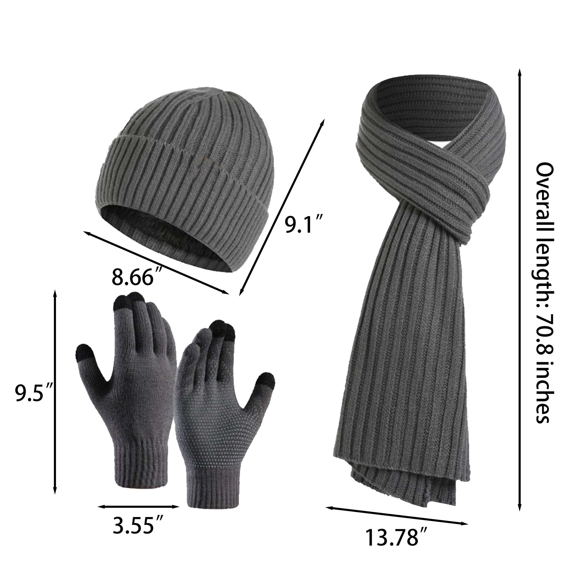 3-in-1 Gift Set: Hat, Scarf, and Touchscreen Gloves 14
