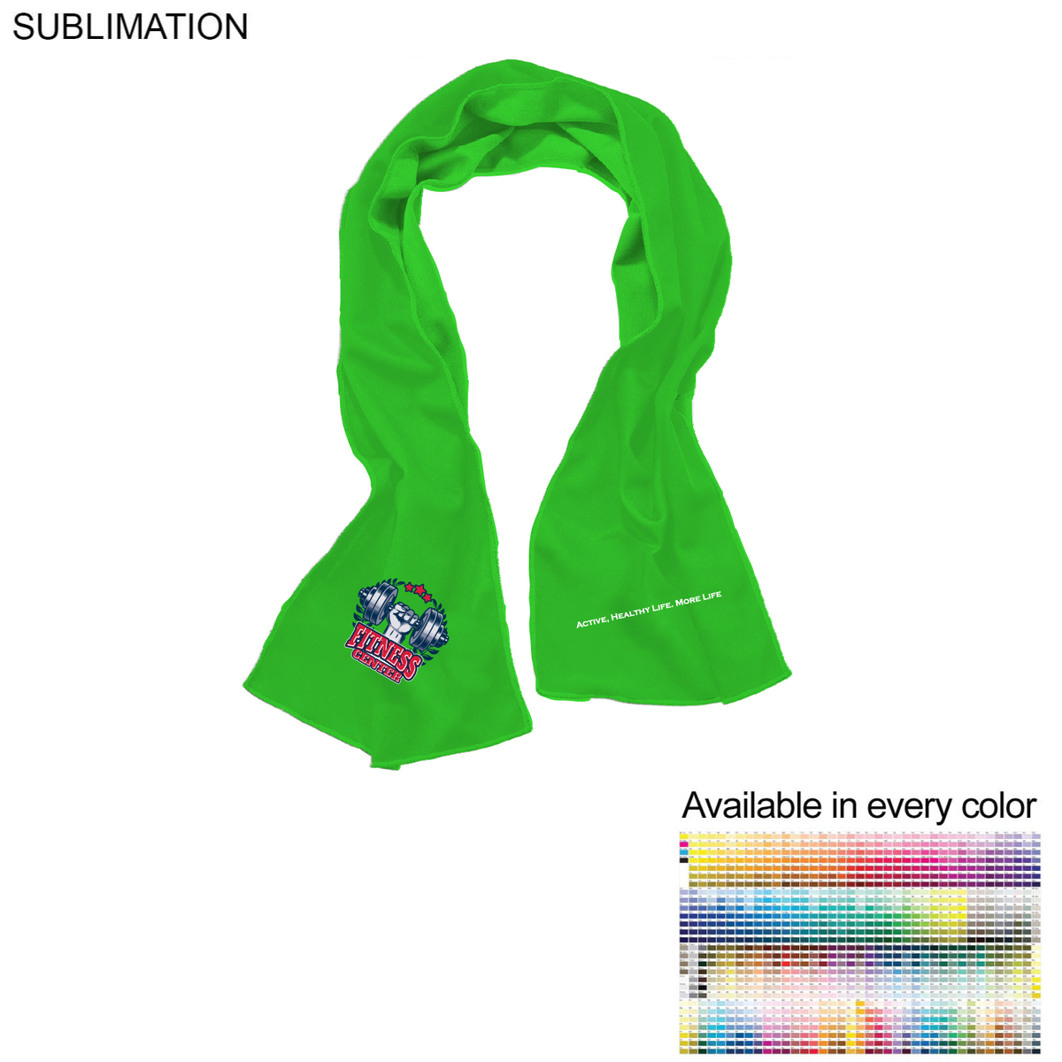 fiel Gym Workout Fitness towel in Colored Cooling Fabric 12"x40" Sublimated Edge to Edge 2 sides. #SU704-15