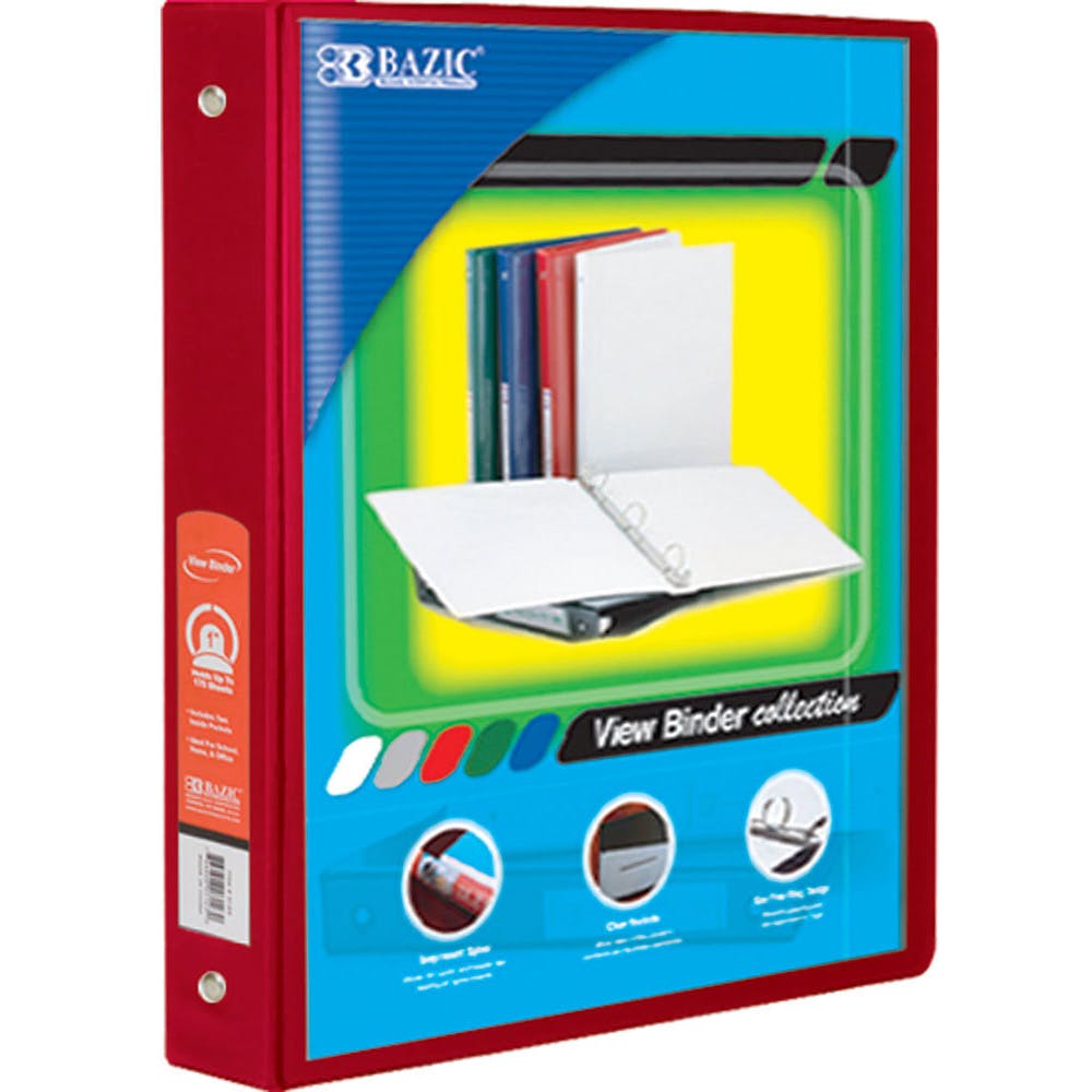 3 Ring View Binders -1.5" Red 2 Pockets 2
