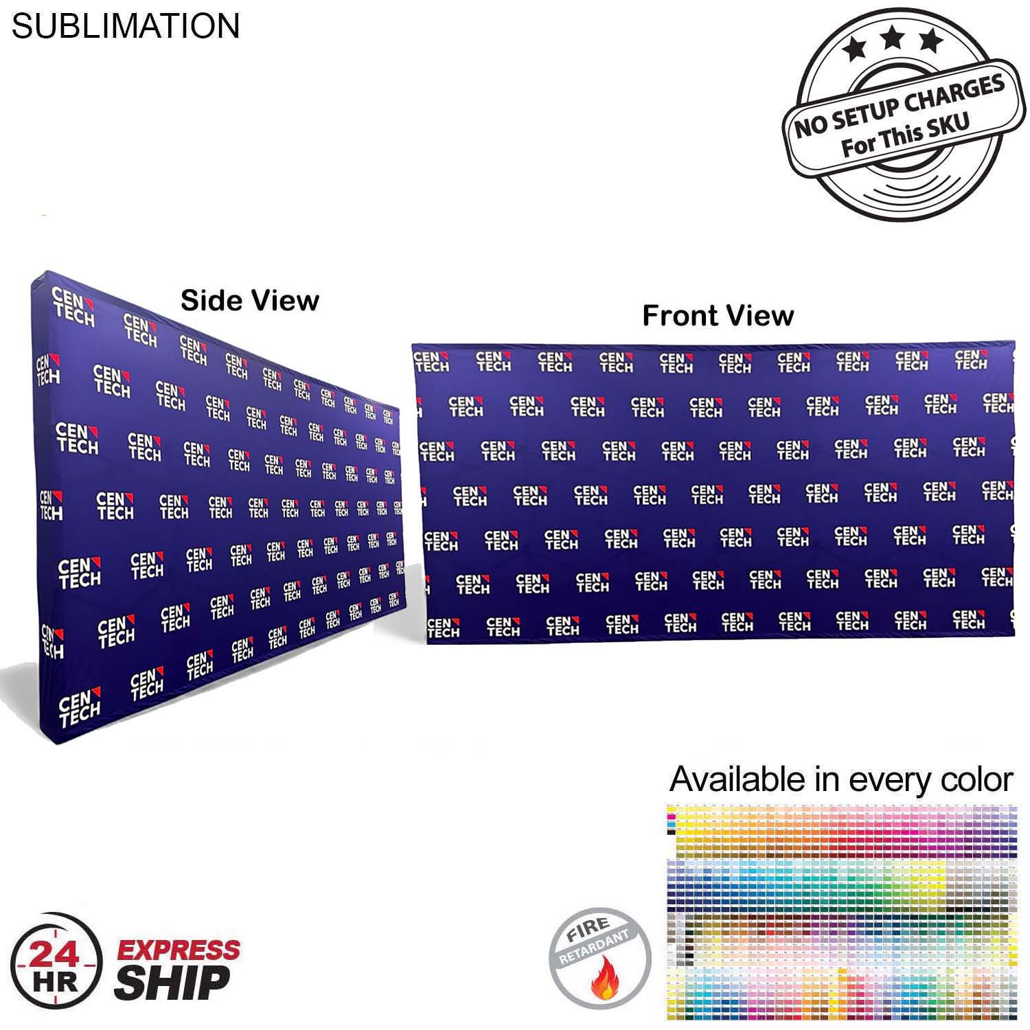 24H Express Ship -15' Straight Wall Full Height Tension Fabric Pop-up Display Kit with Wrap End Caps