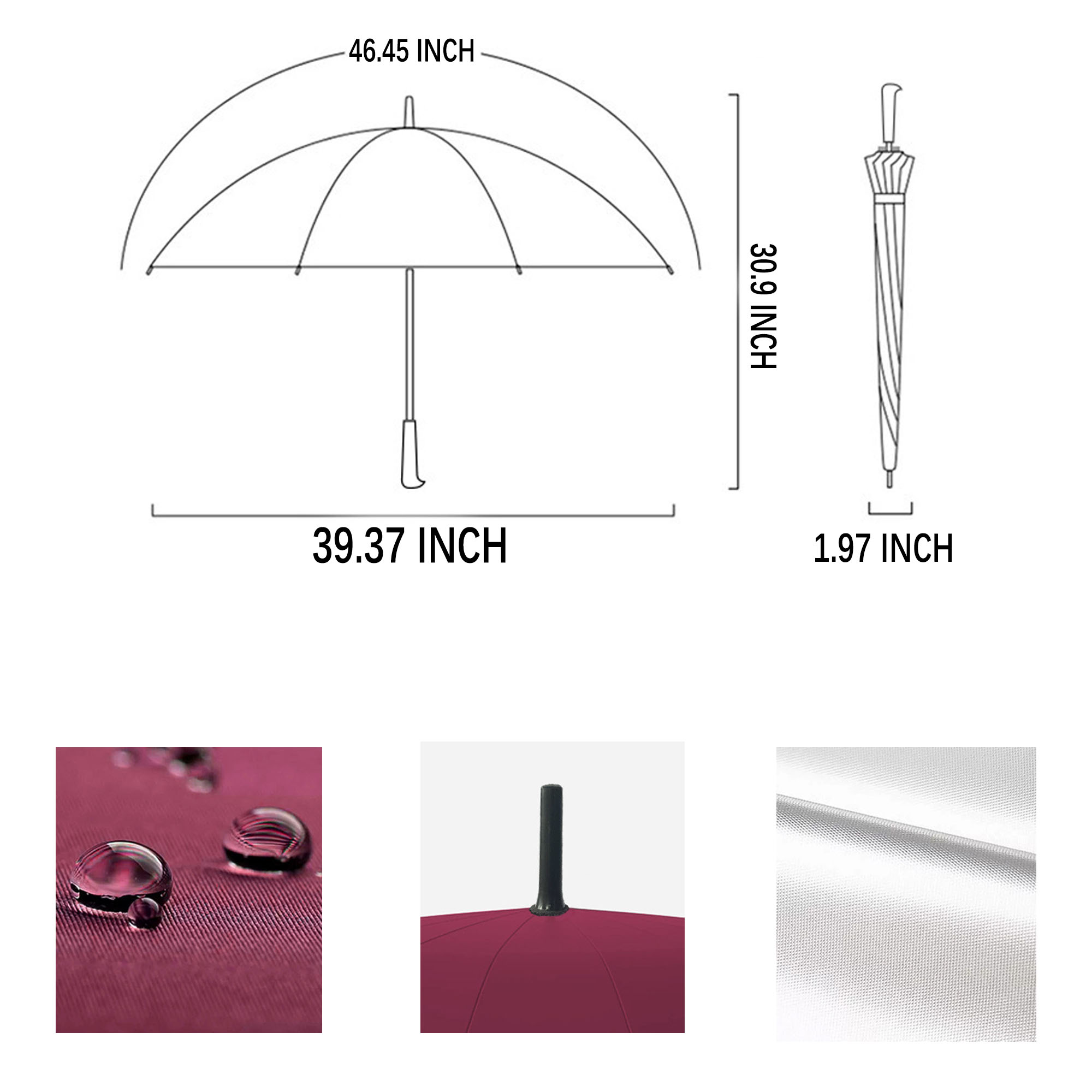 MOQ10 Automatic Long Handle Golf Umbrella 8 Ribs 39.37" 6