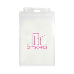 3.88" W x 6.63" H - Vertical Clear Vinyl Badge Holder (1 Color Imprint)