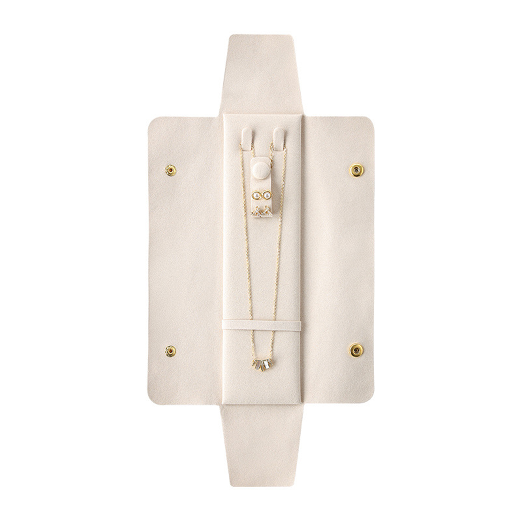 Suede Jewelry Travel Roll With Button Snap 6
