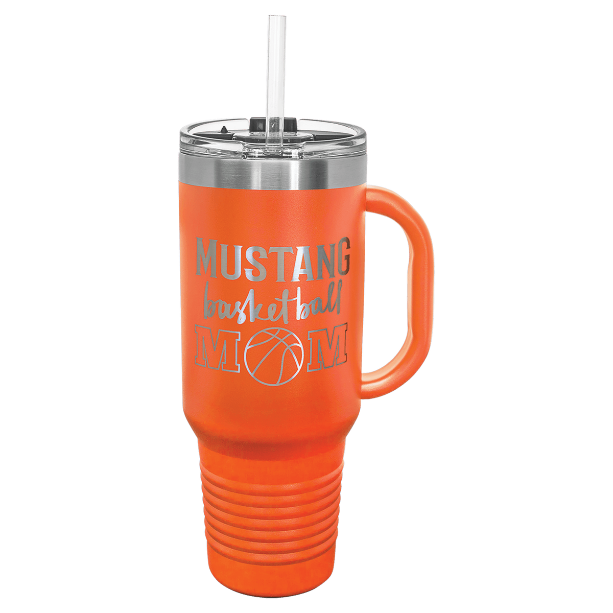 Polar Camel 40 oz. Orange Travel Mug with Handle, Straw Included 3