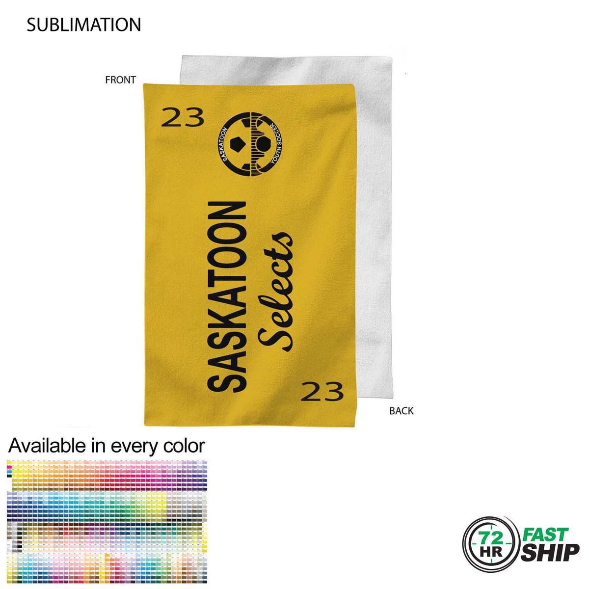 fiel 72 Hr Fast Ship - Team Towel in Plush and Soft Velour Terry Cotton Blend 12x18 Sublimated #SU628-15