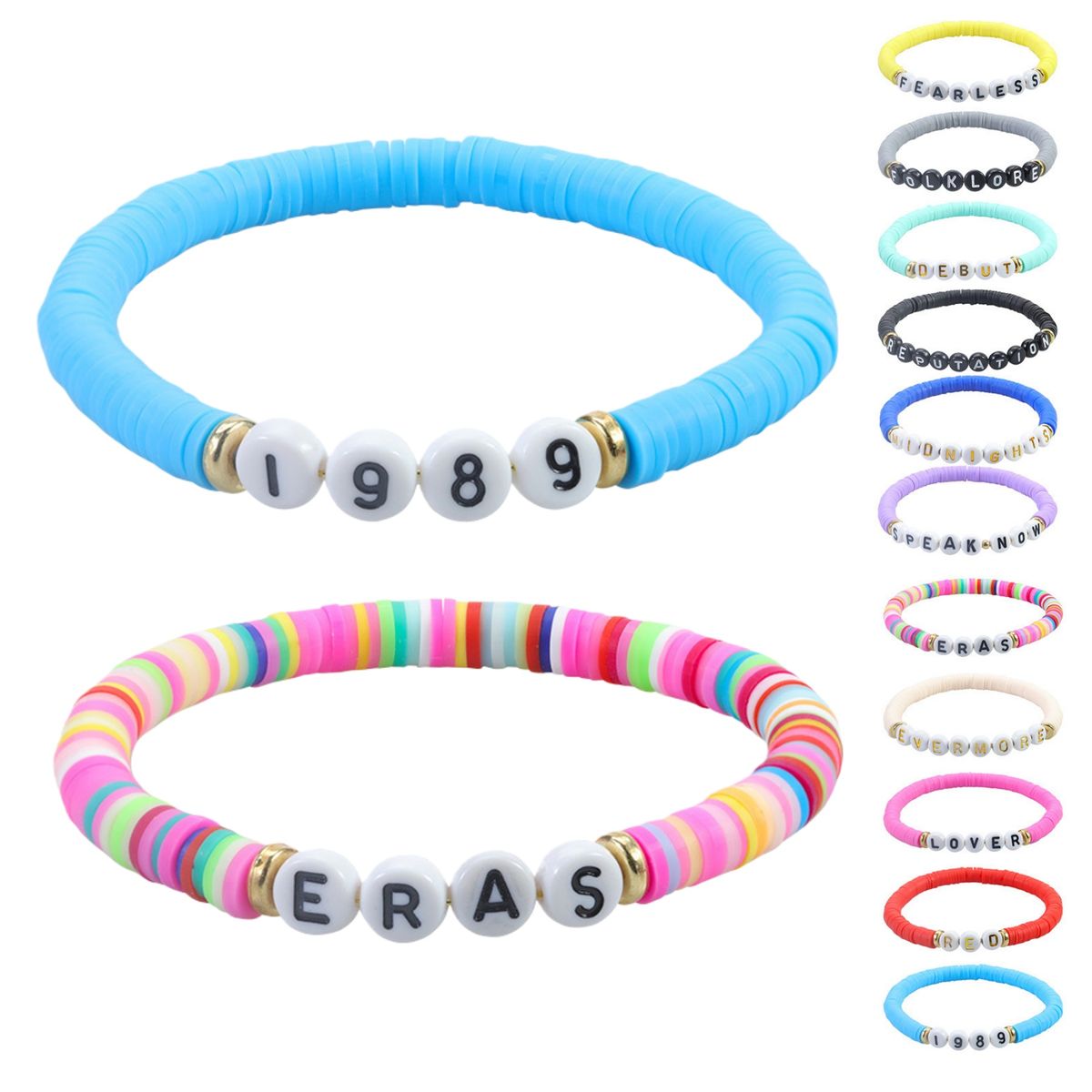 Handmade Bohemian Stackable Letter Beaded Soft Clay Bracelet