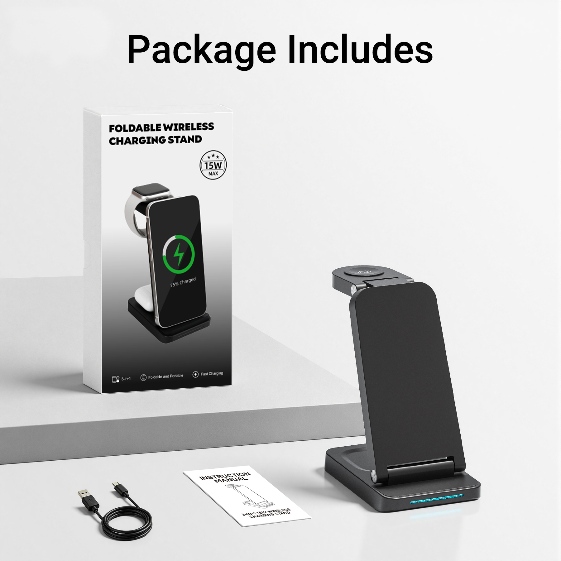 3-in-1 15W Wireless Charging Stand 25