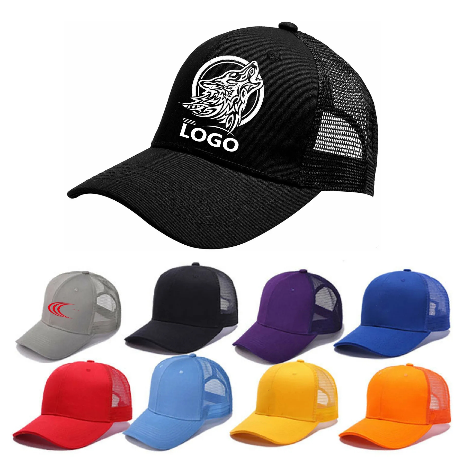 Embroidered Cotton Baseball Cap with Mesh Back