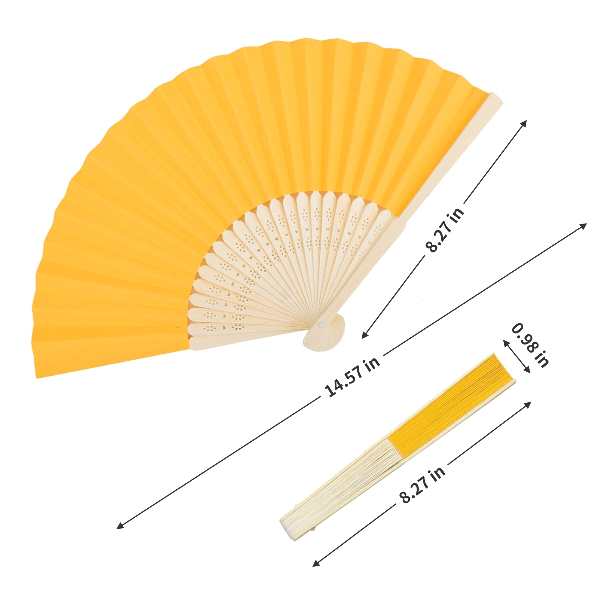 8'' Multicolor Paper Bamboo Handheld Folded Fan 6