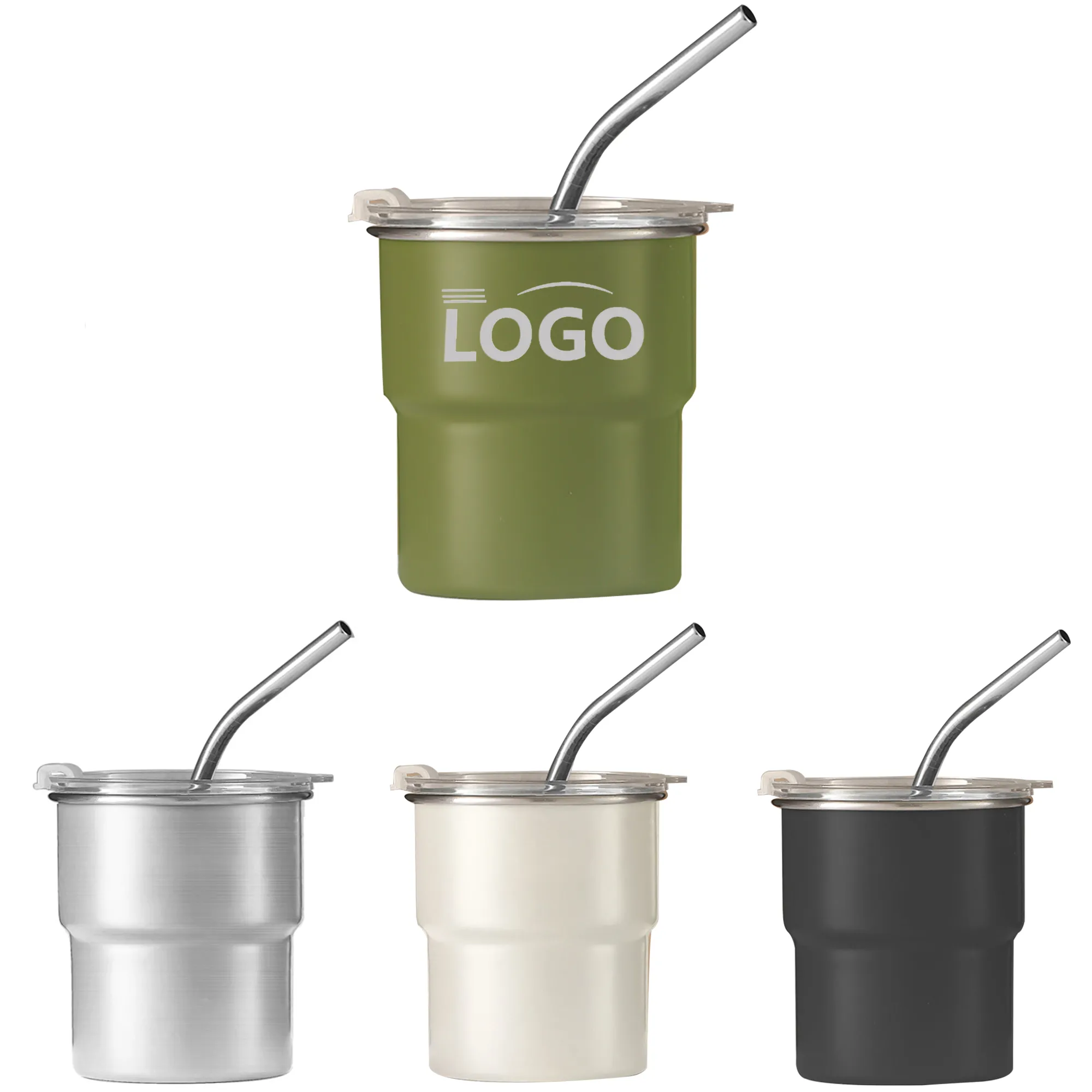 10OZ 304 Stainless Steel Coffee Mug With Lid Straw 6