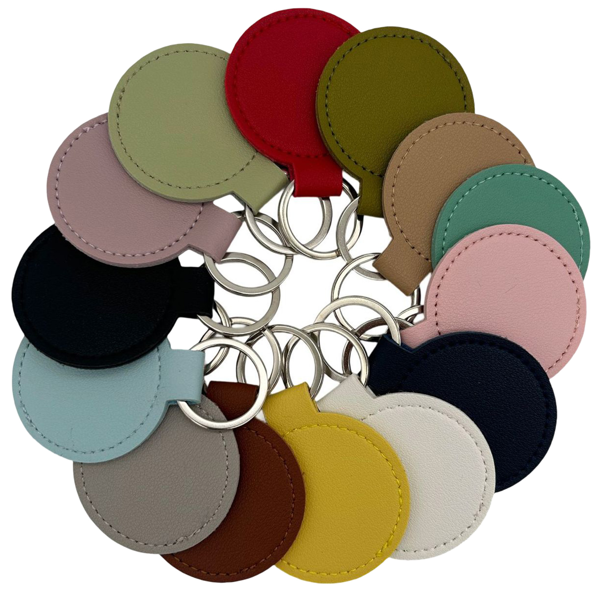 Exquisite Round PU Leather Keychain Pendant with Customizable Design 5