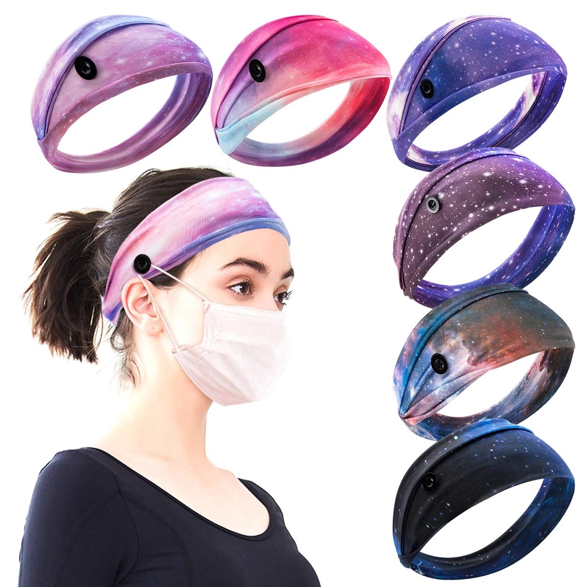 Headbands With Buttons For Mask