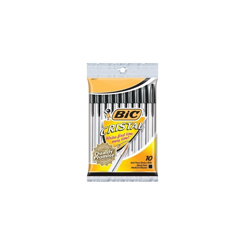 Bic Stick Pens - Black Medium Point Clear Barrel 10 Pack 2