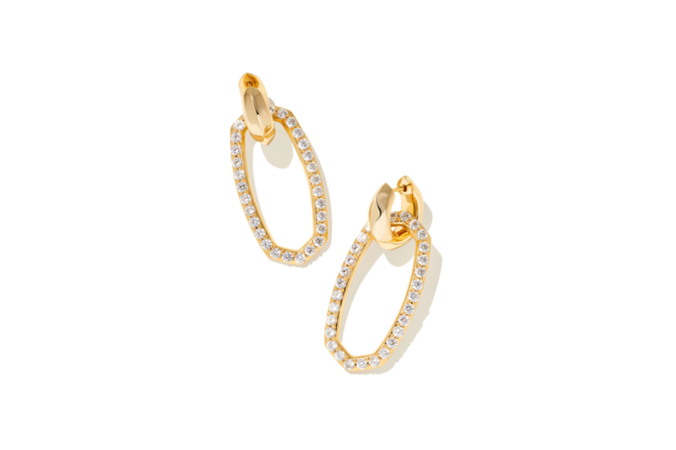 Kendra Scott Danielle Convertible Gold Earrings in White Crystal 2