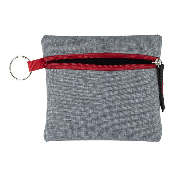 4-1/2" W x 4-1/2" H "CAPRI" Heathered Gray Zipper Pouch 12