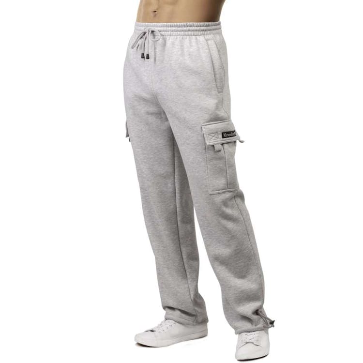 Knocker Men's Fleece Cargo Pants - Large Heather Gray 3
