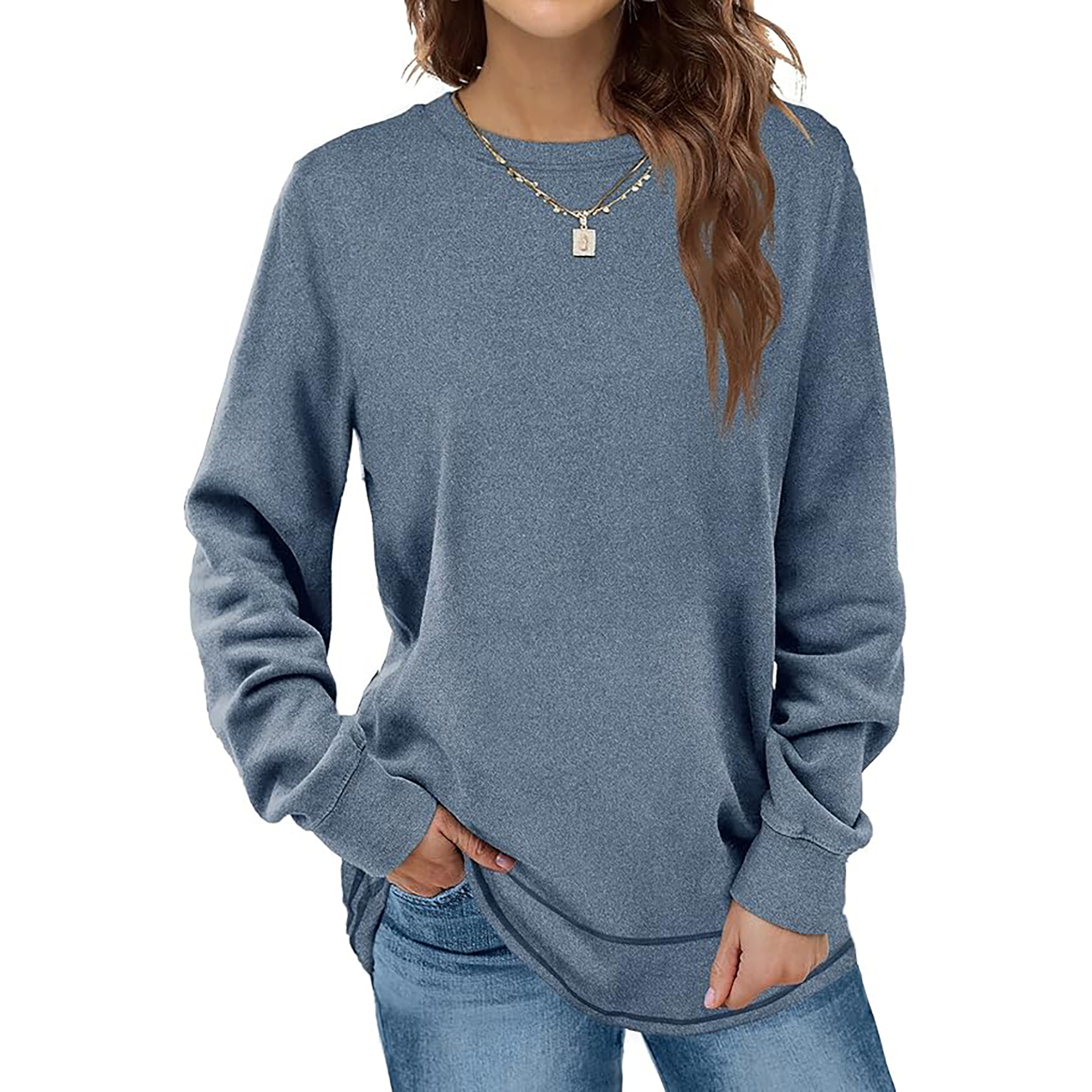 Women's Round Neck Long Sleeve Shirt 61