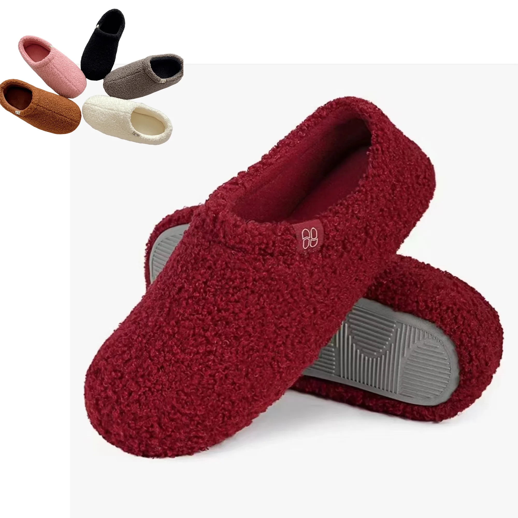 Fuzzy Curly Fur Memory Foam Loafer Slippers 2