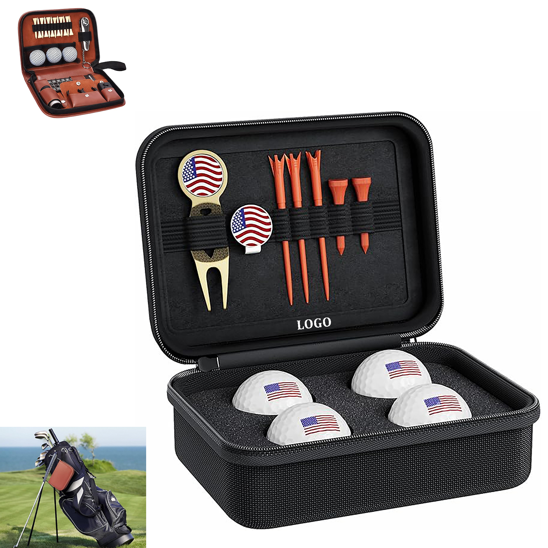 Golf Accessories Set with Premium Leather Case 2