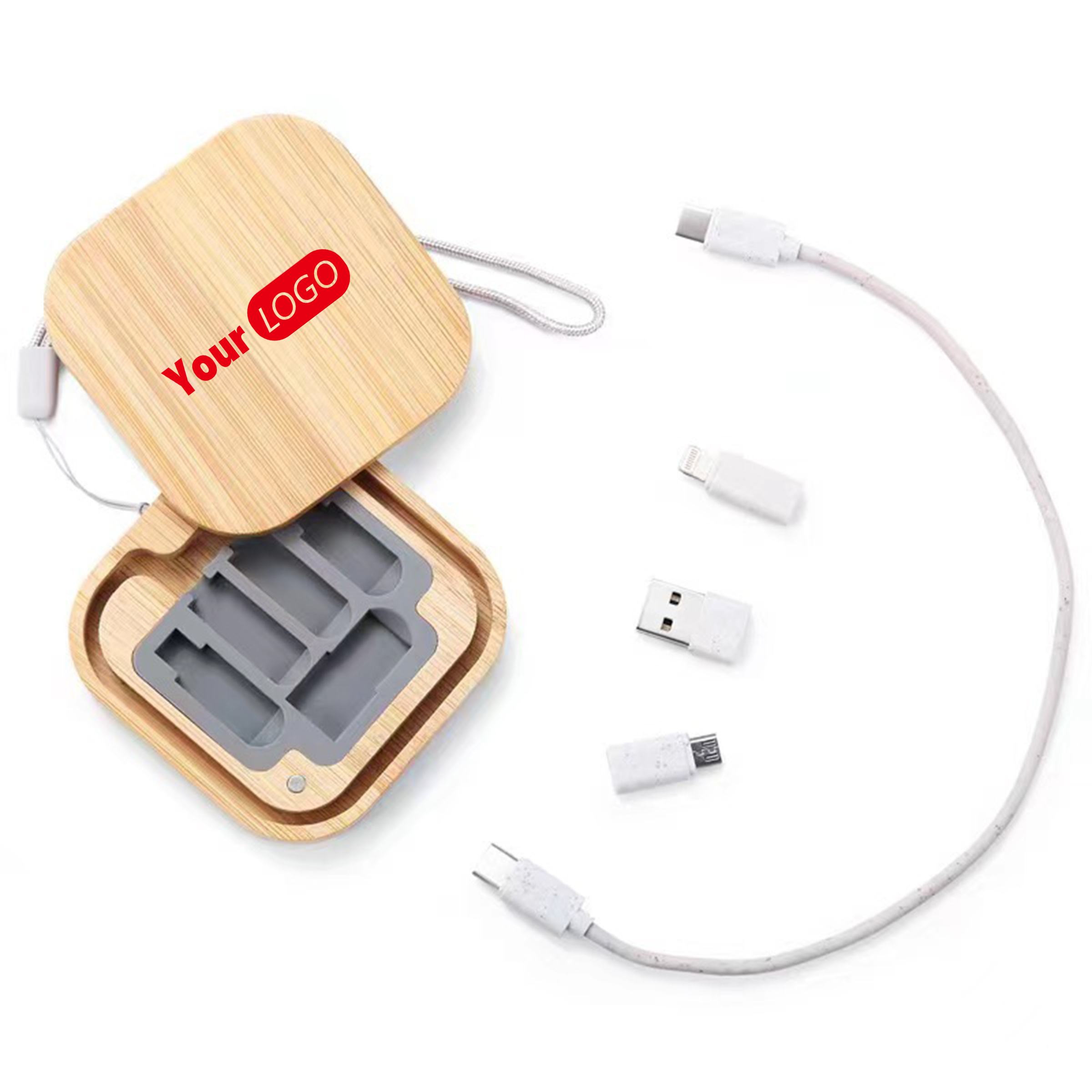Bamboo Convenient Portable Data Cable Organizer Box 7