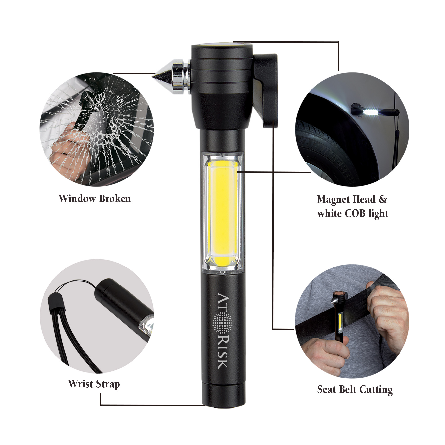 4 in 1 Safety Tool with COB Flashlight 20