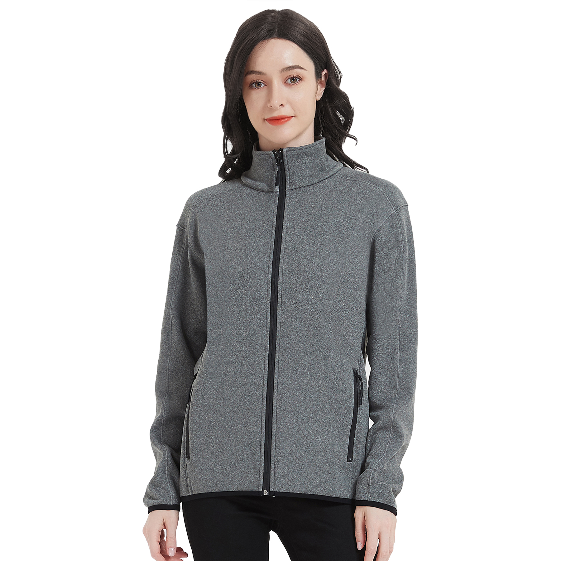 Women's Heathered Sweater Full-Zip Fleece Jacket 20