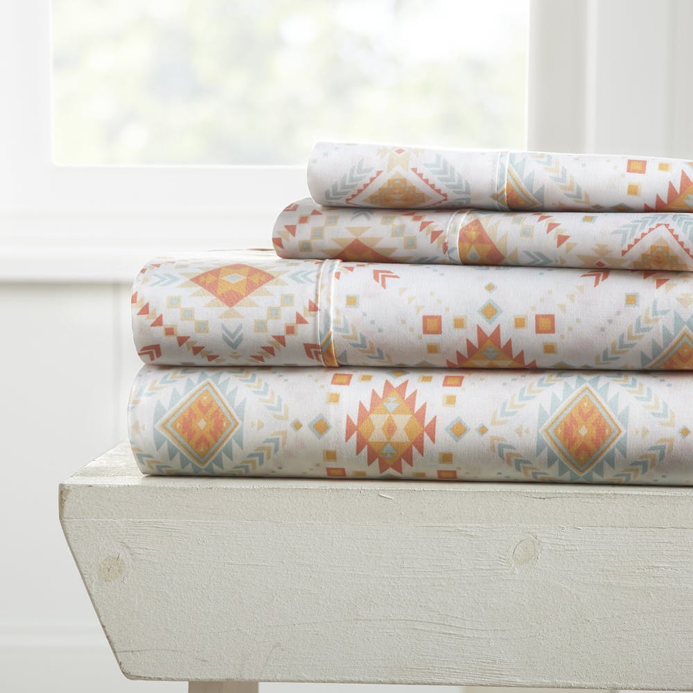 Embossed Sheet Sets - Coral Cali King Aztec Design 4 Set 2