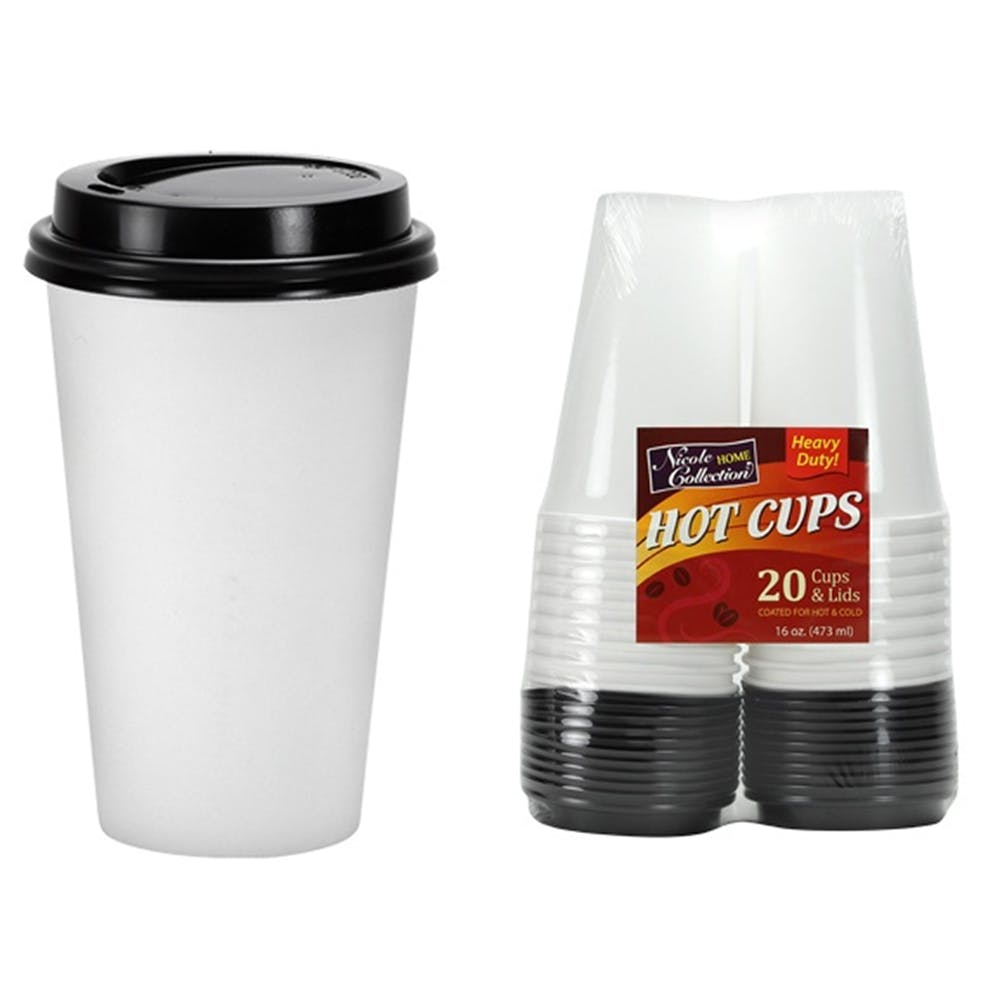 Hot Cups with Lids - White 16 oz 20 Pack 3