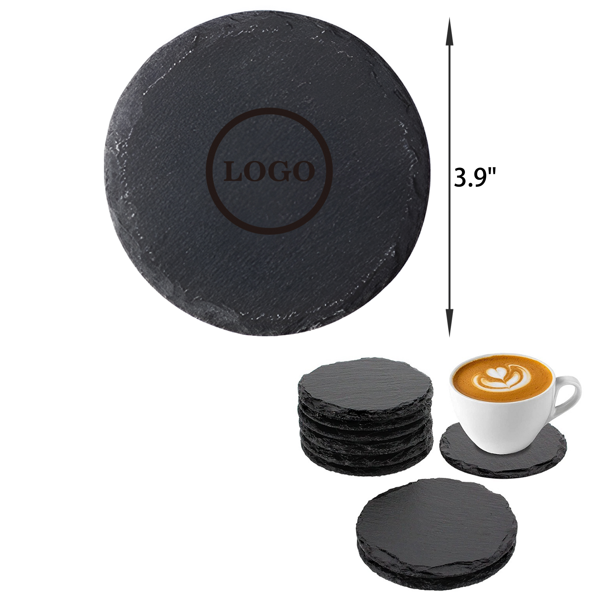 MOQ 50 PCS Heat Insulating Round Slate Coaster