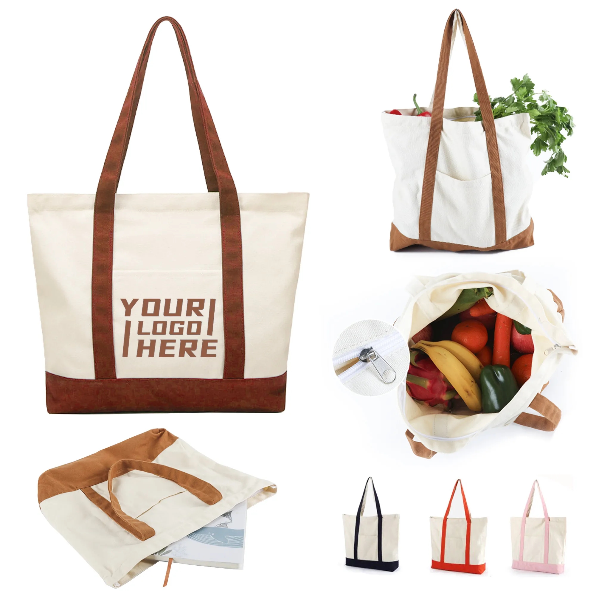 Canvas Shoulder Tote Bags, custom tote bag with logo imprint 3