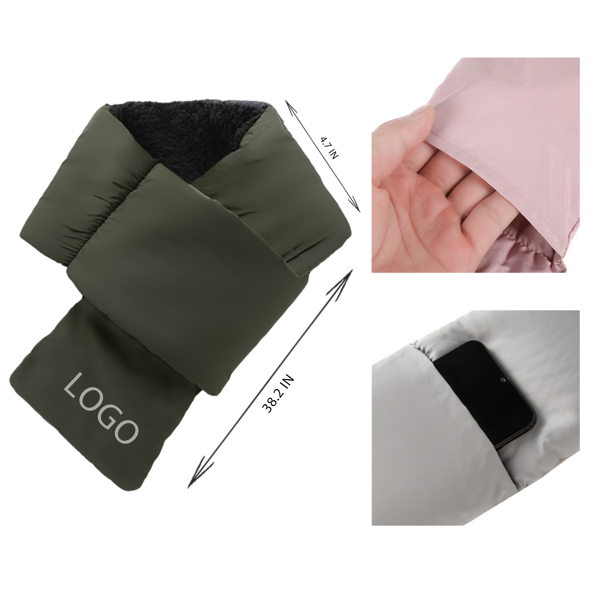 MOQ 10 PCS Versatile Winter Fleece Thermal Scarf 3