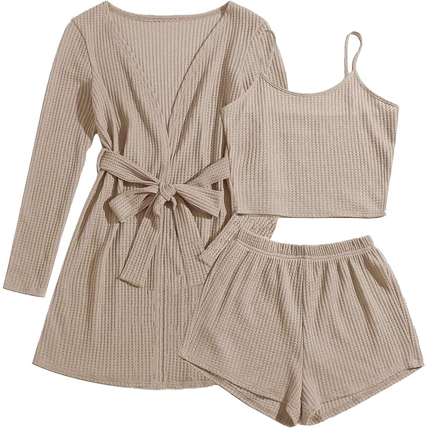  Womens 3 Piece Waffle Knit Pajama 33