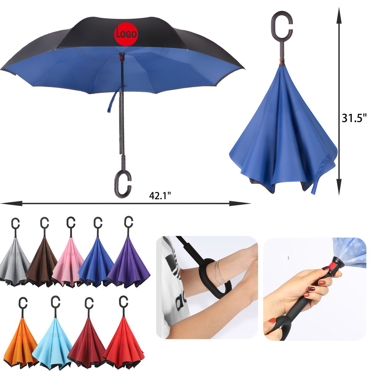 MOQ 30 PCS Durable Hands Free Inverted Umbrella 11