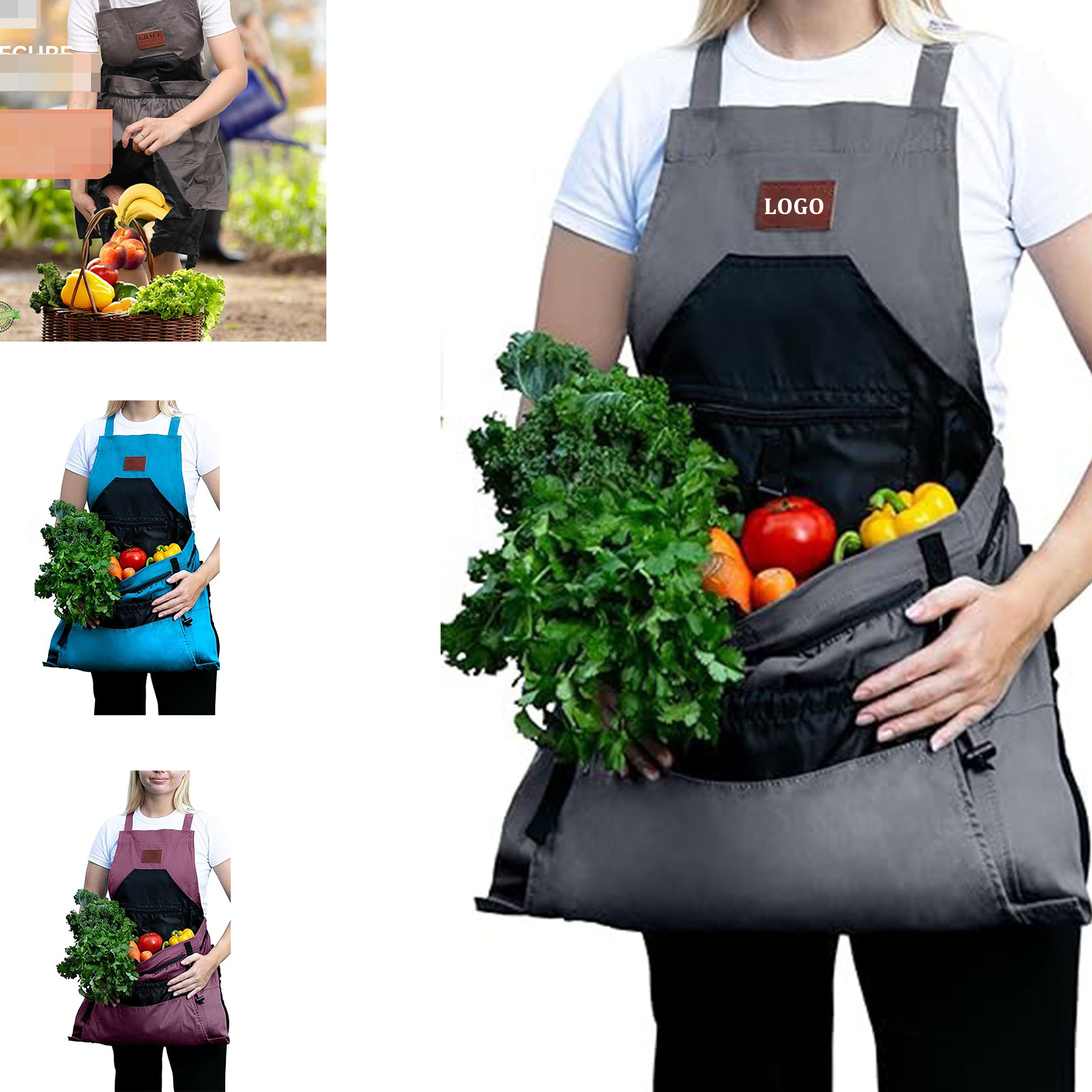 Internal Drawstring Gardening Apron Pocket 8