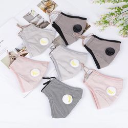 Double Breathing Valve Plaid Cotton Face Mask Reusable
