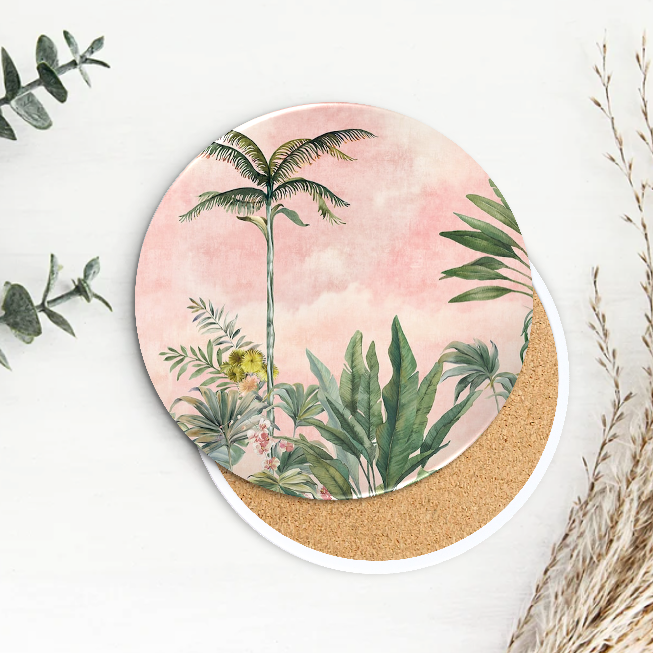Semi-Gloss White Ceramic Round Coaster 17