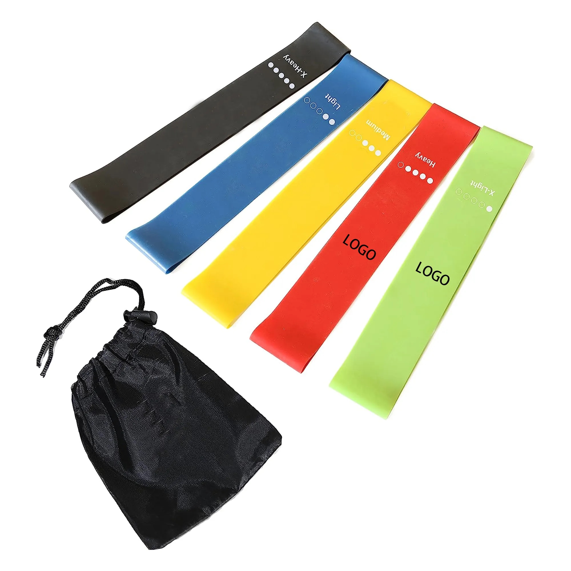 MOQ 50sets Set Of 5 TPE Yoga Training Resistance Bands